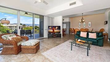 Condo, Multiple Beds, Lanai, Partial Ocean View (Vista Waikoloa D204) | Living area | 42-inch flat-screen TV with digital channels