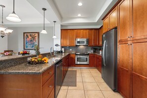 Townhome, Multiple Beds, Lanai, Golf View (Mauna Lani Fairways 903) | Private kitchen | Coffee/tea maker, dining tables