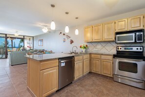 Condo, Multiple Beds, Lanai, Ocean View (Country Club Villas 219) | Private kitchen | Coffee/tea maker, dining tables