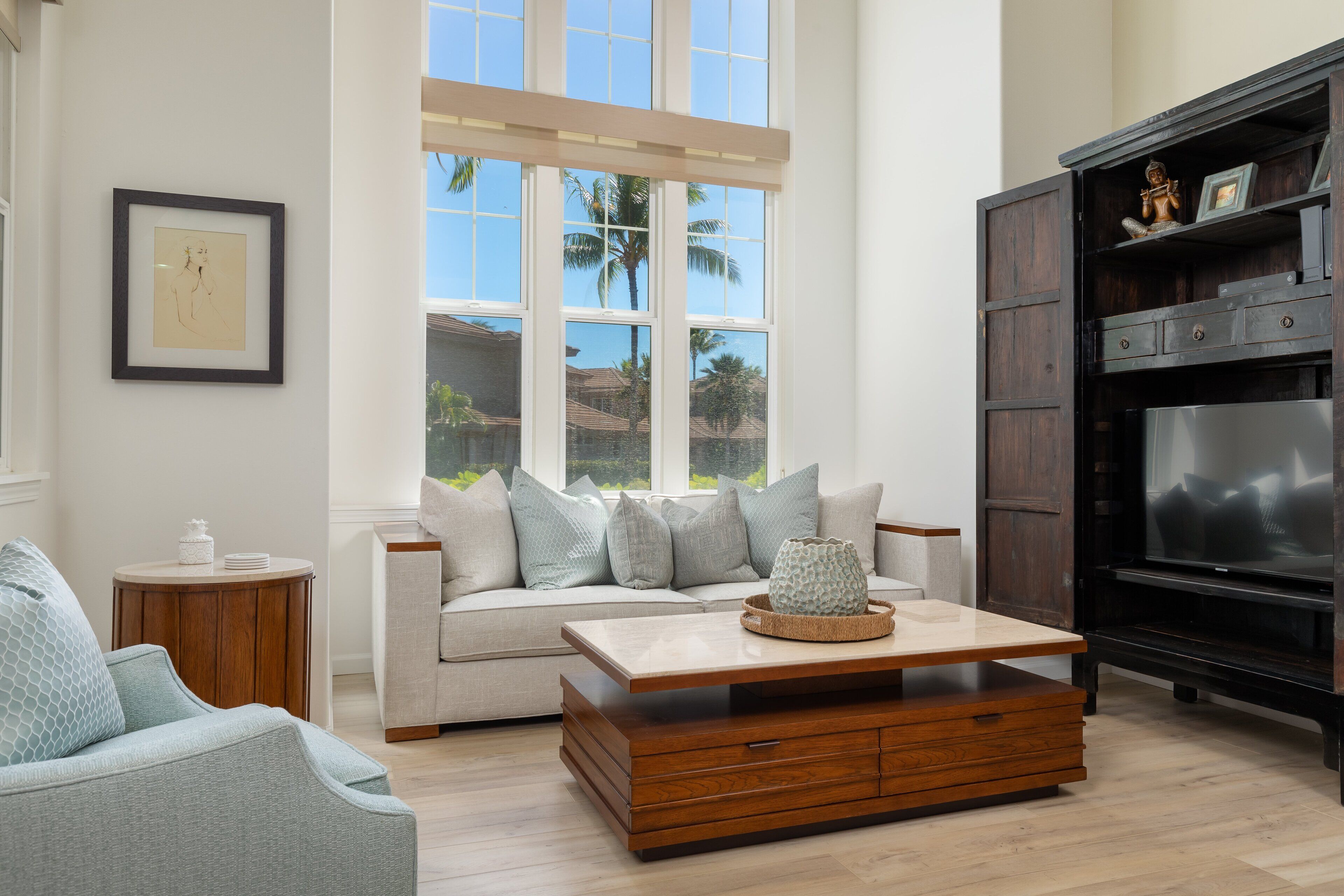 聯排別墅, 多張床, 夏威夷式陽台, 花園景觀 (Waikoloa Colony Villas 1906) | 起居區 | 42-吋平面電視，提供數位頻道