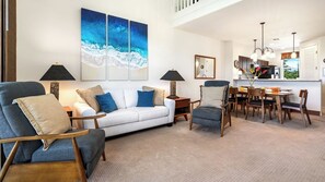 Condo, Multiple Beds, Lanai, Mountain View (Fairway Villas Waikoloa F31) | Living area | 42-inch flat-screen TV with digital channels - Top-floor Condo w/ Golf and Mountain Views - Pool, Gym, Wifi - Vrkcv (Waikoloa)