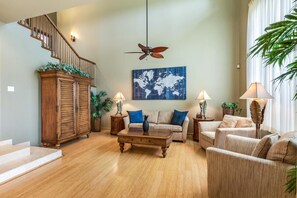 Townhome, Multiple Beds, Lanai, Golf View (Waikoloa Colony Villas 1503) | Living area | 42-inch flat-screen TV with digital channels - Beautifully Furnished - Hawaiian Villa - AC & Wifi! - Vrkcv (Waikoloa)