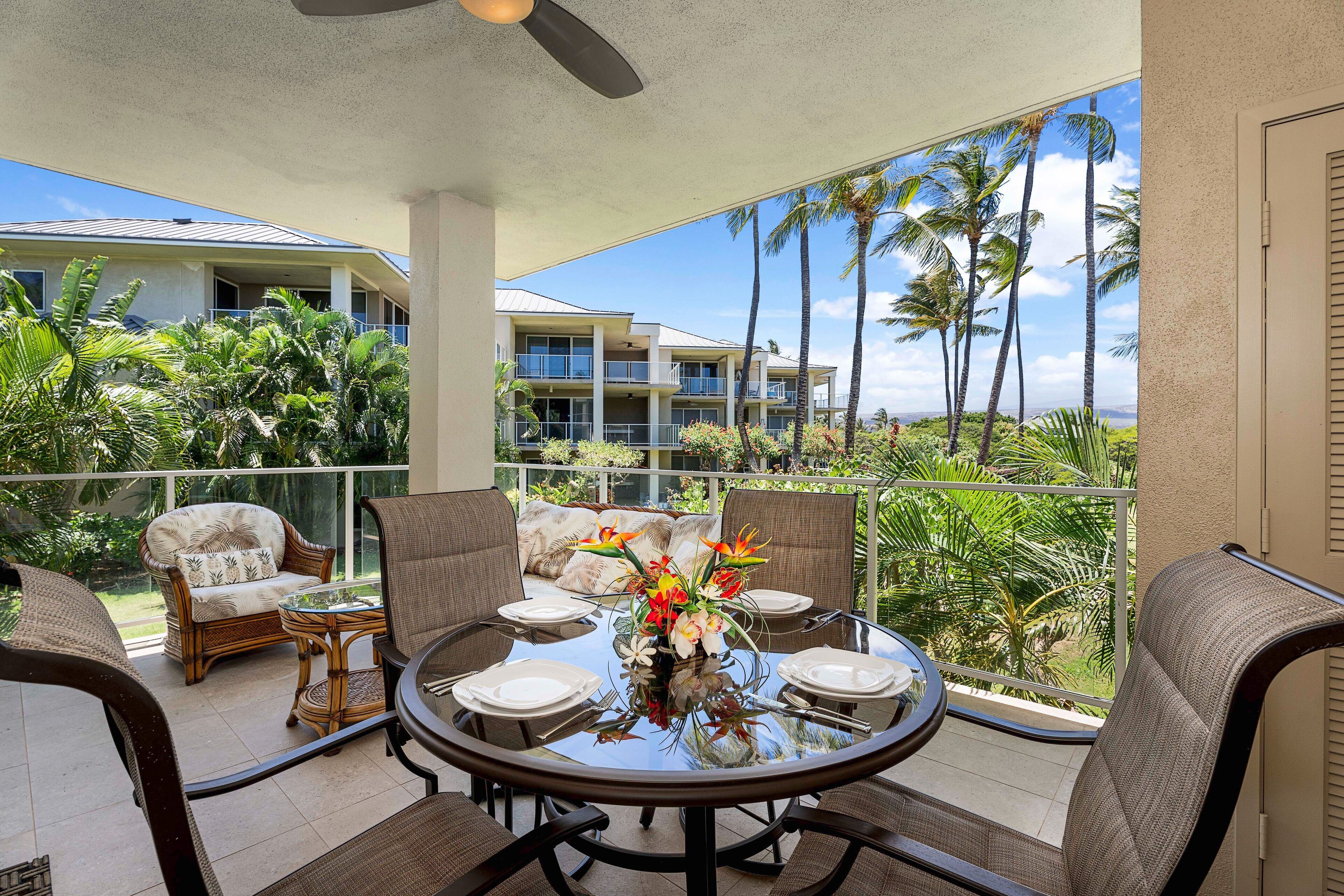 Condo, Multiple Beds, Lanai, Garden View (Vista Waikoloa D201) | Outdoor dining