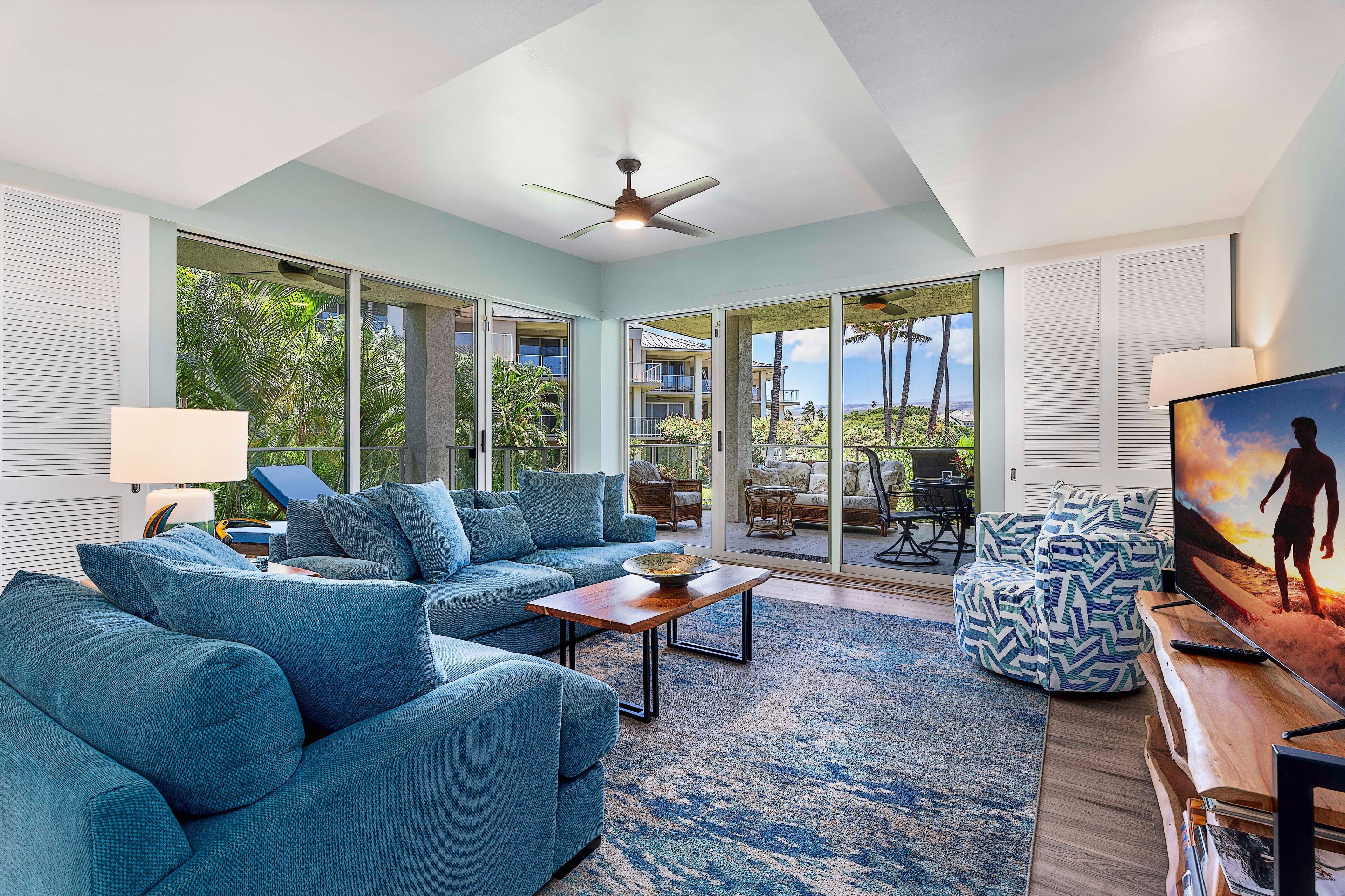 Condo, Multiple Beds, Lanai, Garden View (Vista Waikoloa D201) | Living area | 42-inch flat-screen TV with digital channels