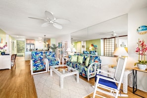 Condo, Multiple Beds, Lanai, Ocean View (Surf and Racquet 4203) | Living area | 42-inch flat-screen TV with digital channels