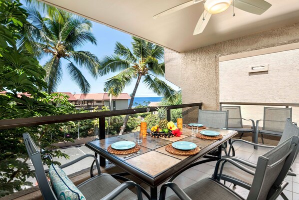 Condo, Multiple Beds, Lanai, Ocean View (Kona Pacific D622) | Outdoor dining - Easy Walk to Village - Air-conditioning - Ocean View - Wifi - Vrkcv (Kailua-Kona)