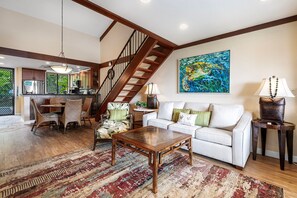 Condo, Multiple Beds, Kitchen, Ocean View (Country Club Villas 303) | Living area | 42-inch flat-screen TV with digital channels - Ocean View - 2 Bedrooms With Loft - Fully Air-conditioned - Complete Remodel - Vrkcv (Kailua-Kona)