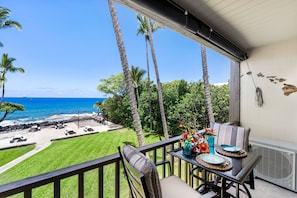 Condo, 1 Queen Bed with Sofa bed, Lanai, Ocean View (Kona Isle D23) | Outdoor dining