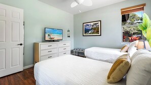 2 bedrooms, individually decorated, individually furnished, bed sheets
