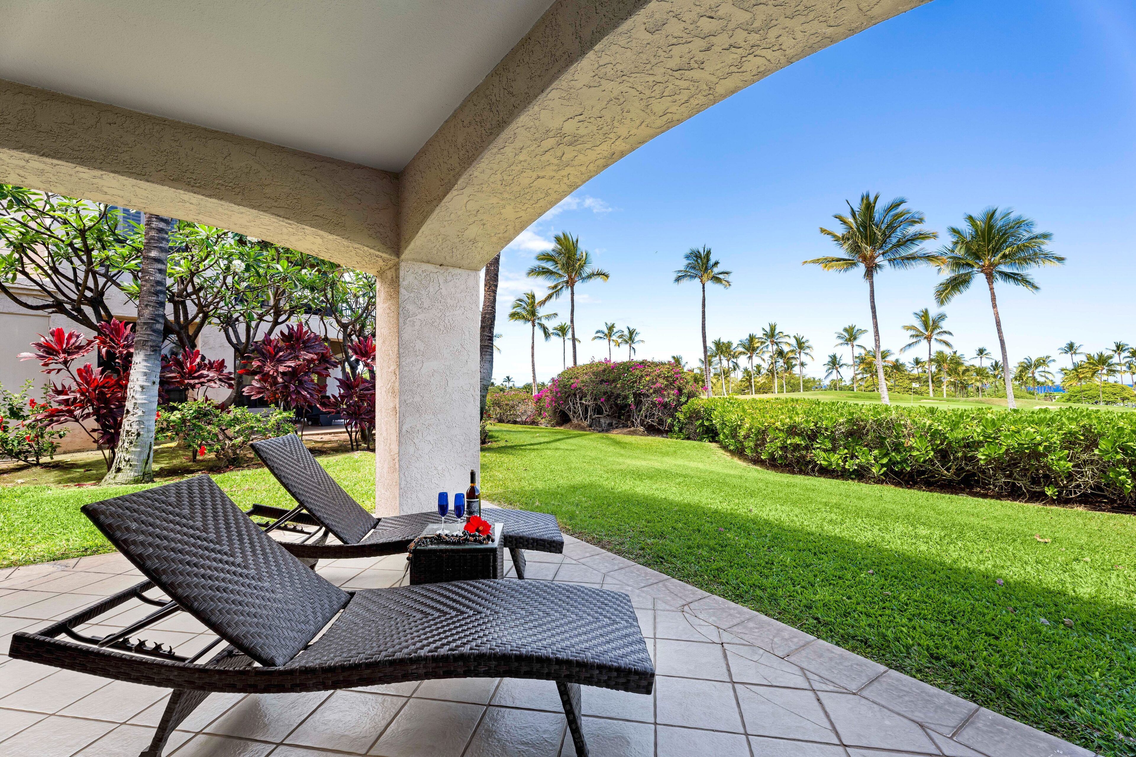 Apartamento, varias camas, lanai, vistas al campo de golf (The Shores at Waikoloa 5) | Terraza o patio