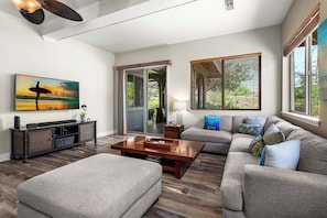 Townhome, Multiple Beds, Lanai, Garden View (Kulalani at Mauna Lani 205) | Living area | 42-inch flat-screen TV with digital channels