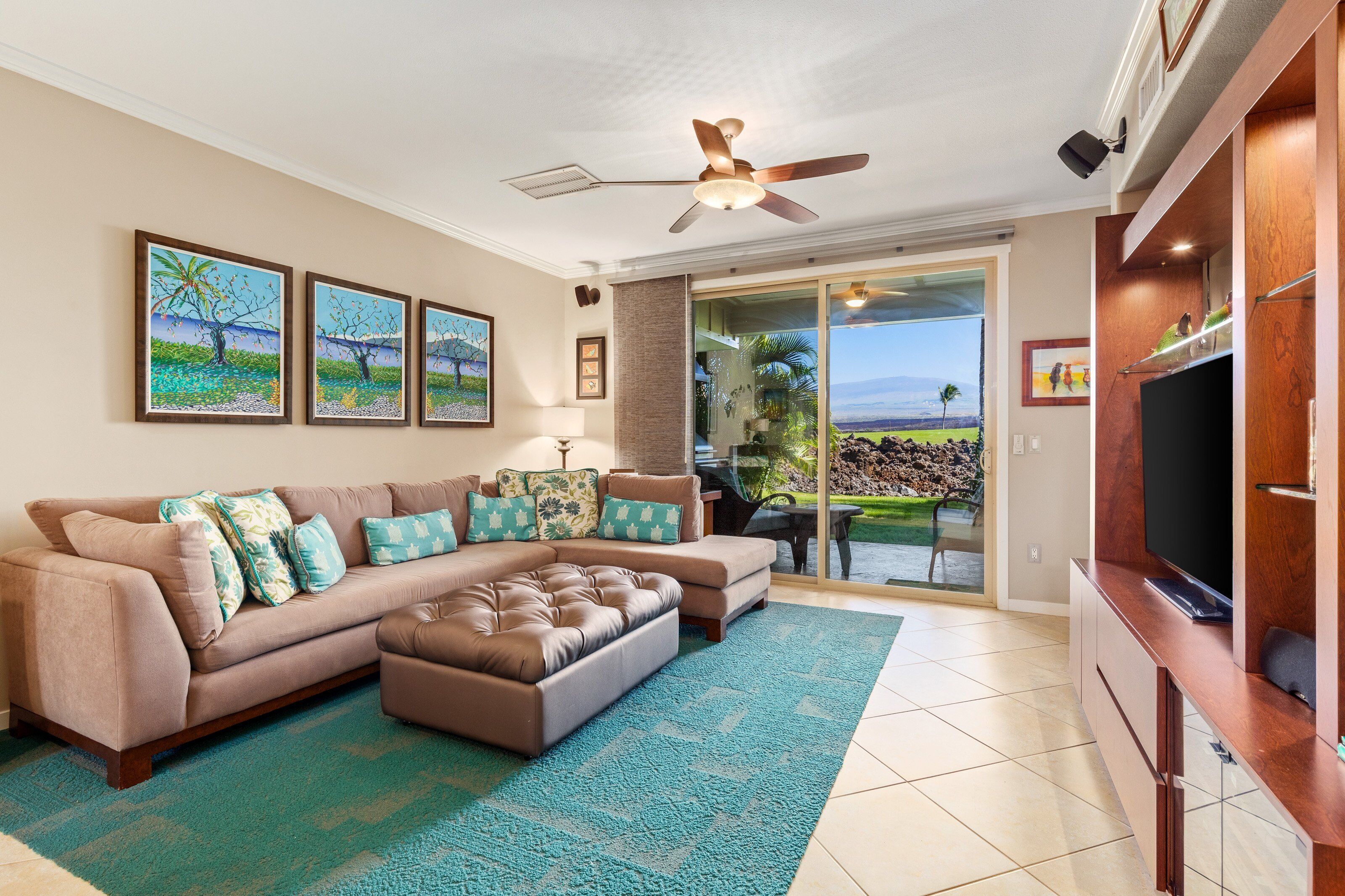 Condo, Multiple Beds, Lanai, Mountain View (Golf Villas at Mauna Lani A2) | Living area | 42-inch flat-screen TV with digital channels