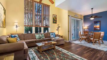Townhome, Multiple Beds, Lanai, Golf View (Waikoloa Colony Villas 303) | Living area | 60-inch flat-screen TV with digital channels