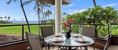 Condo, Multiple Beds, Balcony, Ocean View (Mauna Lani Point H201) | Outdoor dining