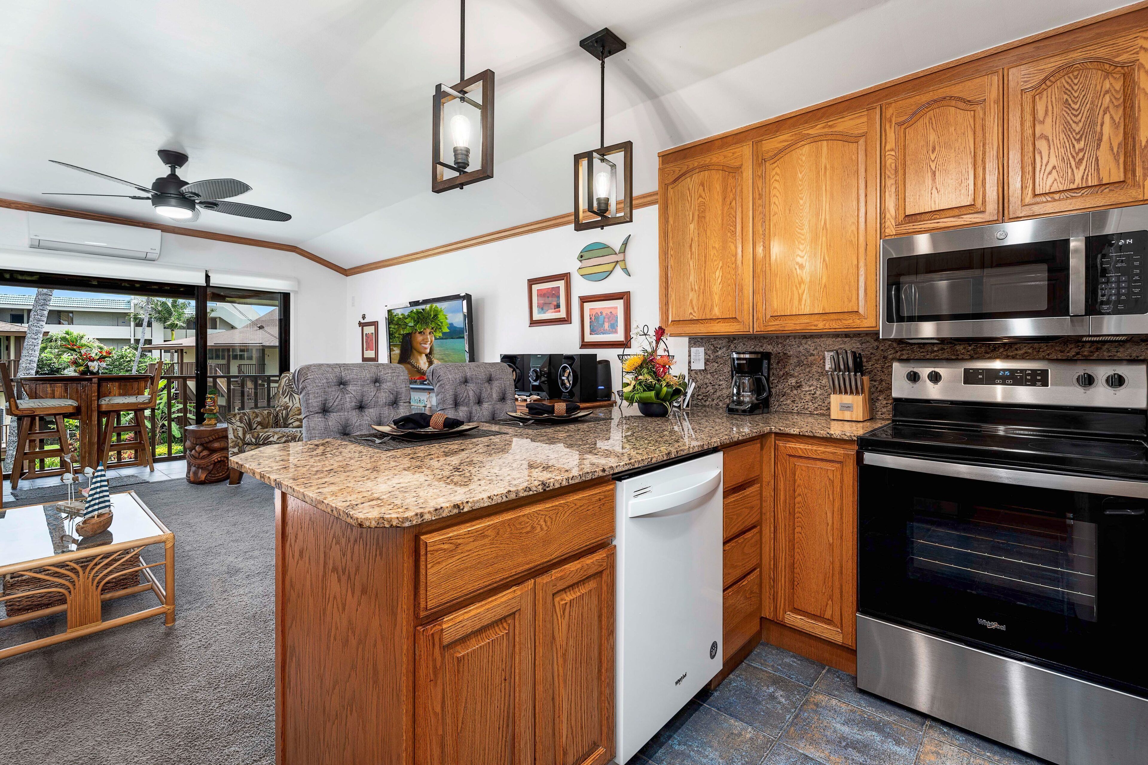 Condo, 1 King Bed with Sofa bed, Balcony, Partial Ocean View (Kona Isle B38) | Private kitchen | Dining tables