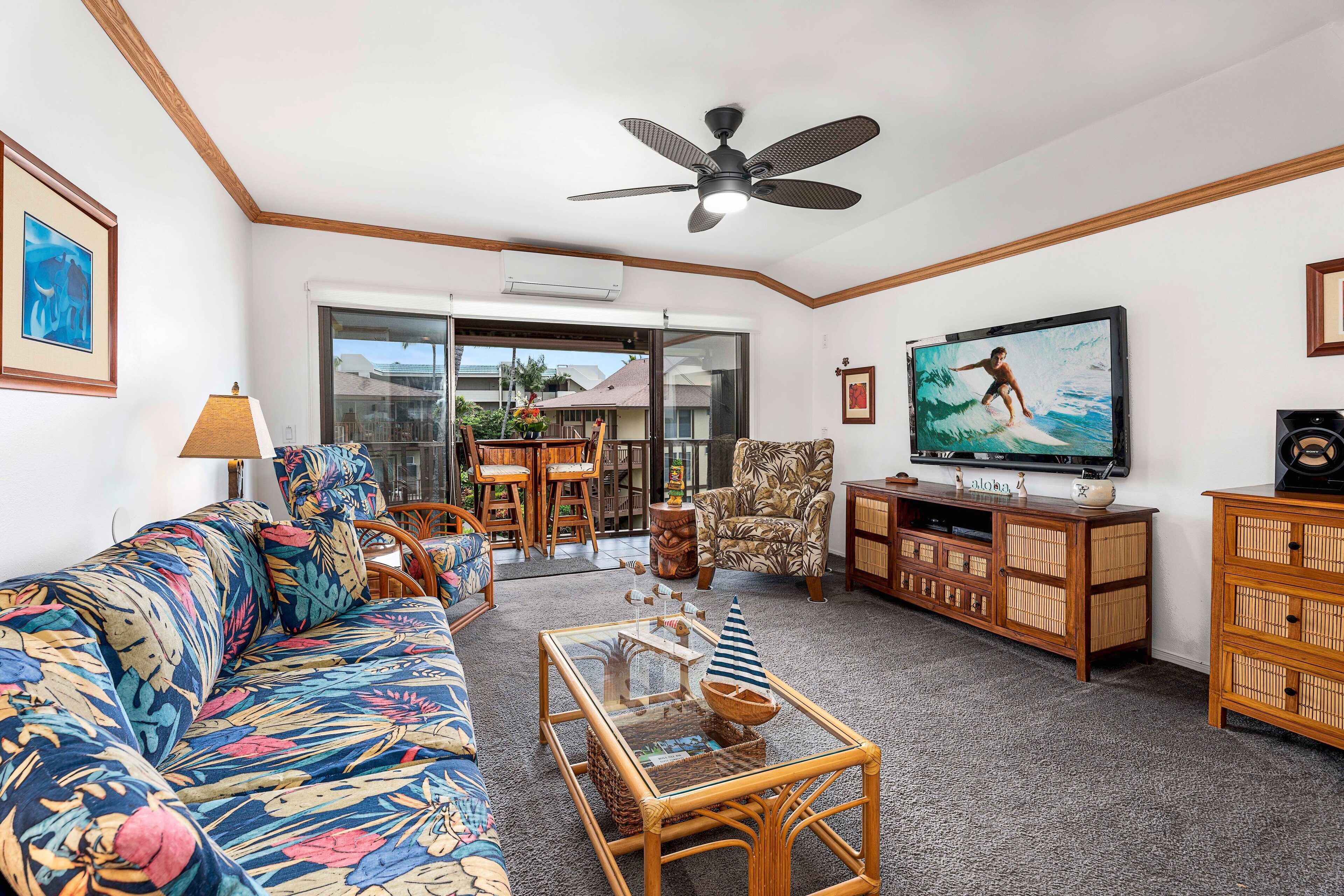 Condo, 1 King Bed with Sofa bed, Balcony, Partial Ocean View (Kona Isle B38) | Living area | 42-inch flat-screen TV with digital channels