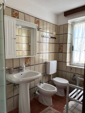 Ducha, secador de pelo, bidet, toallas