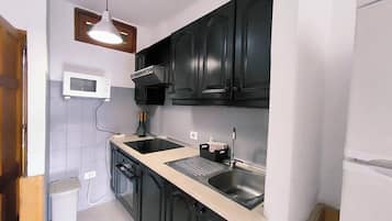 Fridge, microwave, oven, coffee/tea maker
