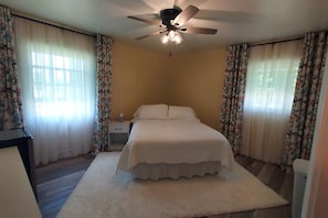 1 bedroom, desk, iron/ironing board, travel cot