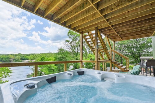 That 70's House! Lake front w Boat & Fishing Dock, Hot Tub & Fire Pits in Eucha!