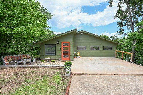 That 70's House! Lake front w Boat & Fishing Dock, Hot Tub & Fire Pits in Eucha!