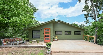 That 70's House! Lake front w Boat & Fishing Dock, Hot Tub & Fire Pits in Eucha!