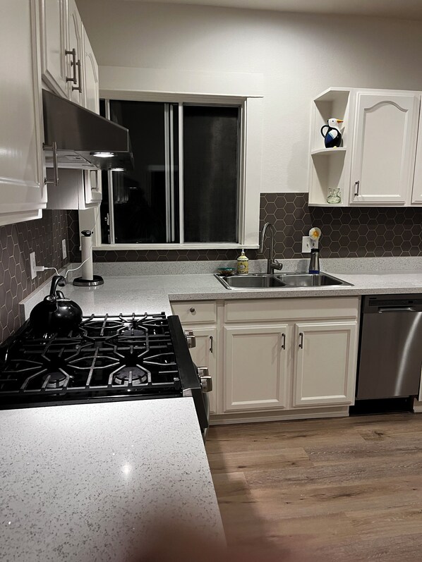 Fridge, oven, stovetop, dishwasher