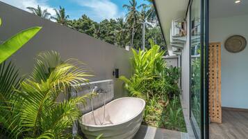 Luxury Villa, Patio, Pool View | Bathroom | Free toiletries, towels, soap, shampoo