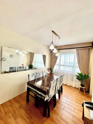 Dining - Cozy 3-bedroom condo with WiFi, AC in Seawind Condominium Sasa Davao City (Davao City)