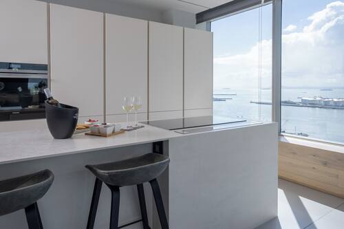 Apartment, 2 Bedrooms, Balcony, City View | Living area | 72-inch Smart TV with digital channels, offices