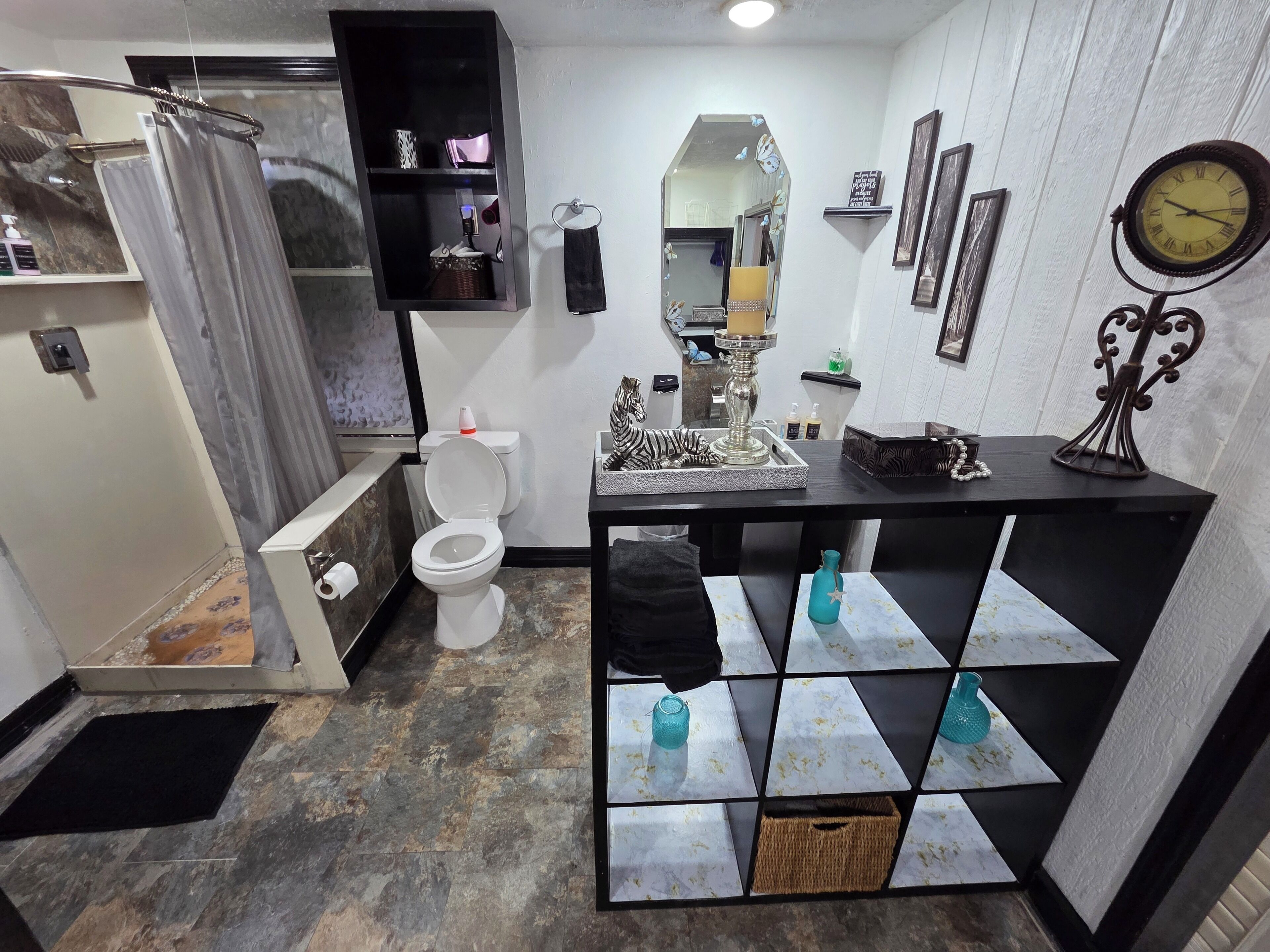 Eco-friendly toiletries, hair dryer, towels, soap