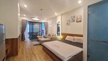 Premium bedding, memory-foam beds, desk, blackout curtains