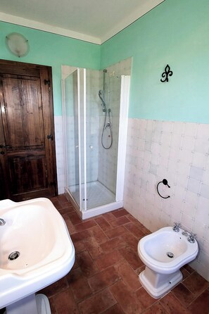 Dusche, Haartrockner, Bidet, Handtücher