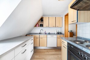 Fridge, oven, stovetop, dishwasher