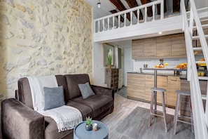 City Studio, 1 Double Bed with Sofa bed, Non Smoking | Living area | 40-inch Smart TV with satellite channels - Charming Le Marais Mezzanine Studio (Paris)