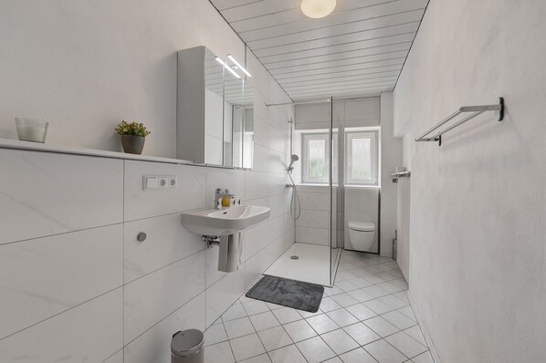 Shower, hair dryer, towels - Apartment 'Merzig' with Private Terrace (Merzig)