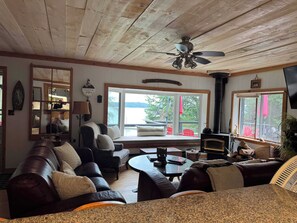 Télévision, cheminée, espaces bureaux