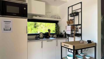 Kühlschrank, Mikrowelle, Herdplatte, Geschirrspüler