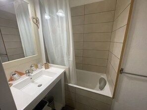 Hair dryer, soap, toilet paper