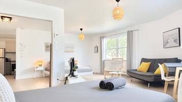 1 bedroom, iron/ironing board, travel crib, WiFi