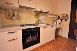 Fridge, oven, stovetop, coffee/tea maker