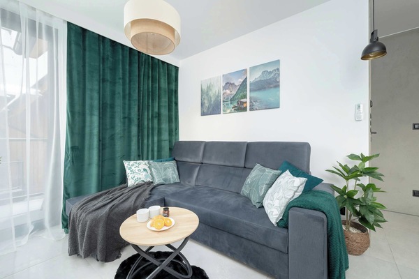Stylish living room with coffe table.
