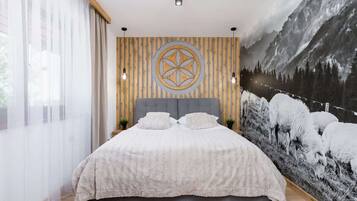 1 slaapkamer, een strijkplank/strijkijzer, wifi, beddengoed