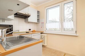 Fridge, microwave, stovetop, electric kettle
