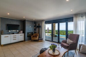 Televisión y chimenea