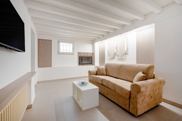 TV, fireplace