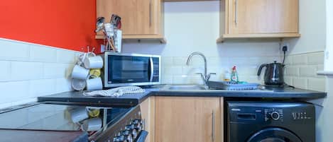 Fridge, microwave, oven, toaster