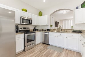 Fridge, microwave, oven, dishwasher