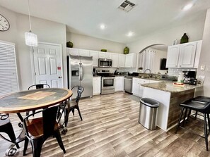 Fridge, microwave, oven, dishwasher