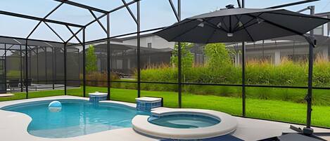 Piscine extérieure, piscine chauffée